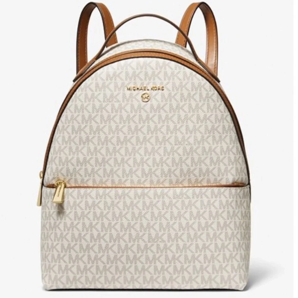 Michael Kors Womens Valerie Medium Logo Backpack 30F2G9VB2B-149 (Vanilla) NWT